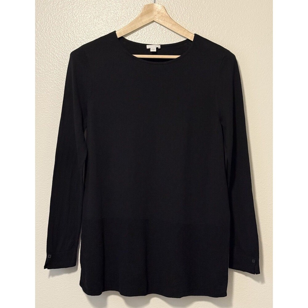J Jill Sweater Womens Small Long Sleeve Crew Neck Lightweight Casual Black